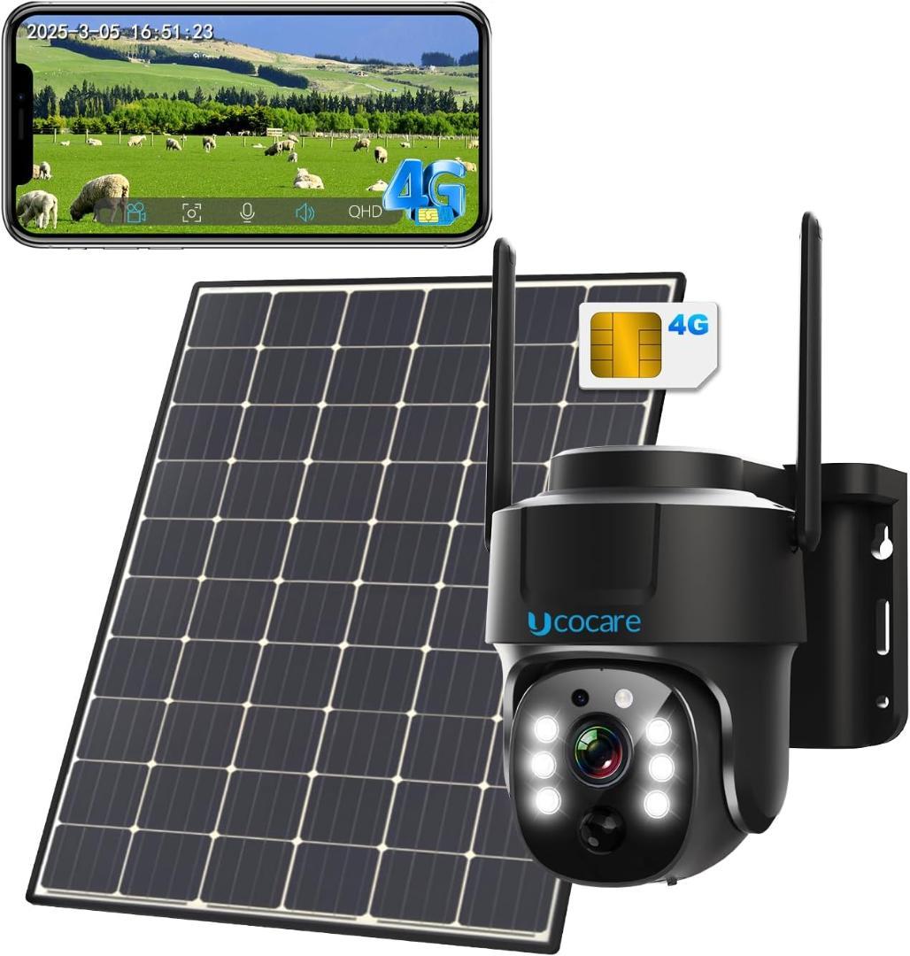 ✨1点物✨防犯カメラ 屋外 ソーラー 400万超高画素 IP66防水 4G