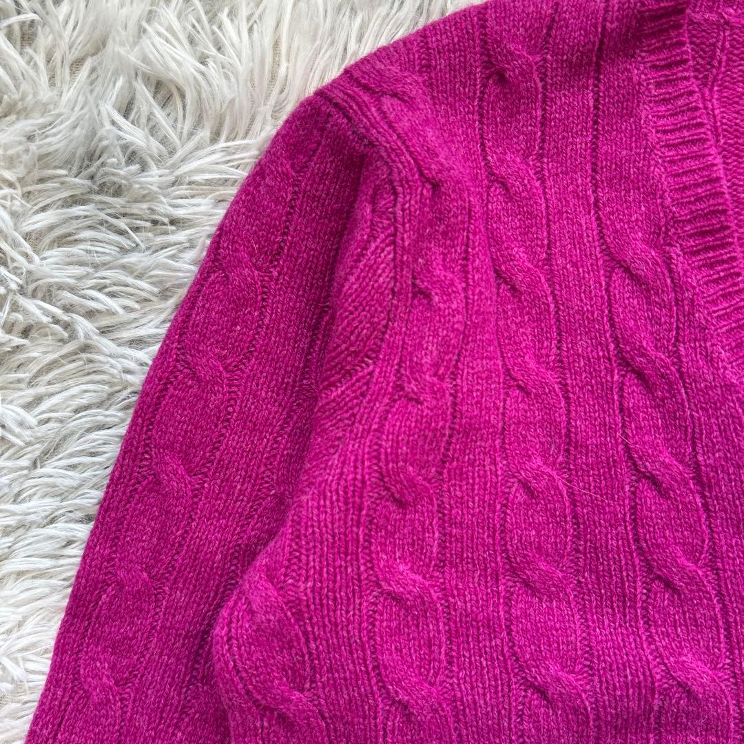 【新品】POLO RALPH LAUREN Vネックケーブルニット パープル新品