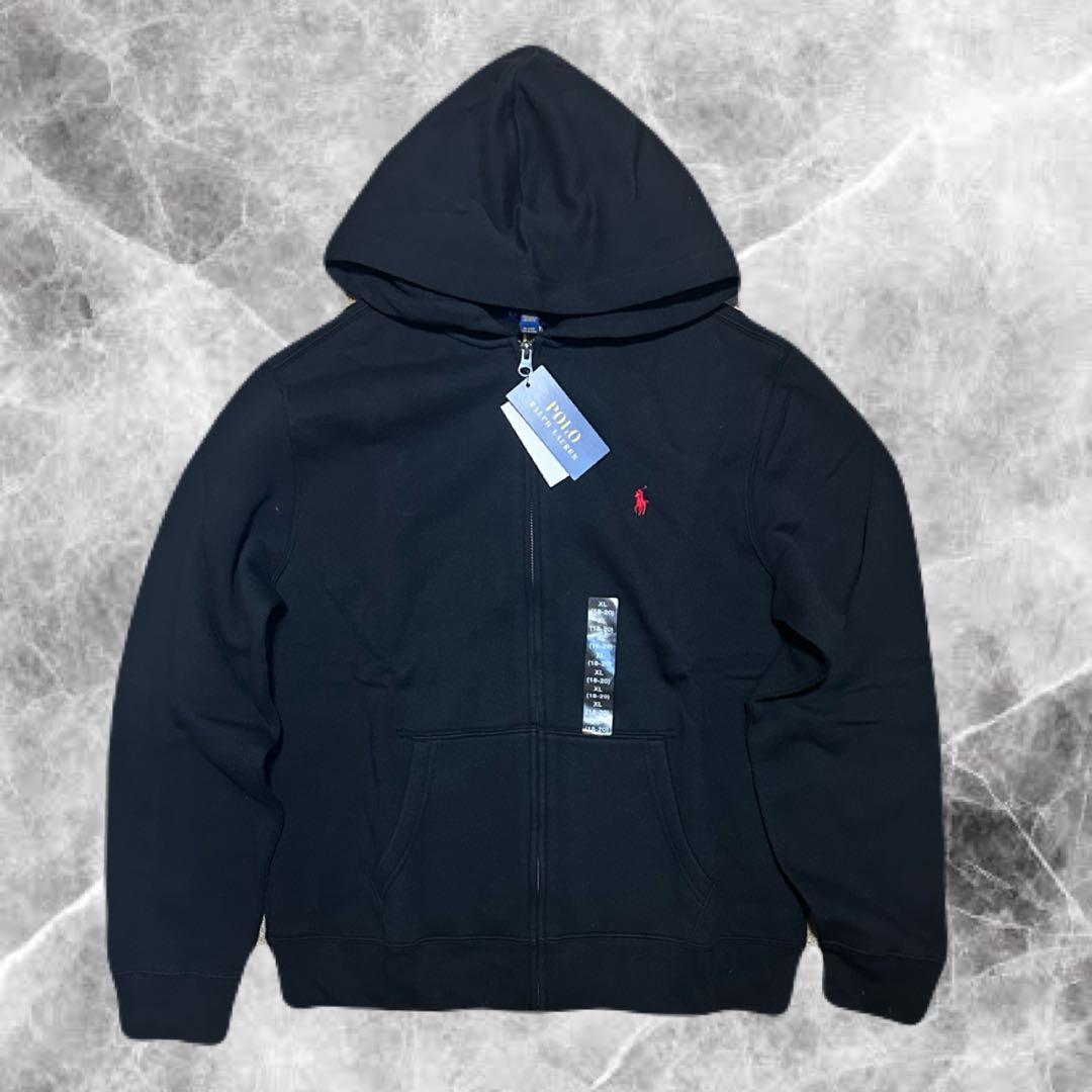 【新品現行QR】ラルフローレン　ジップアップパーカー　ブラックS〜M相当