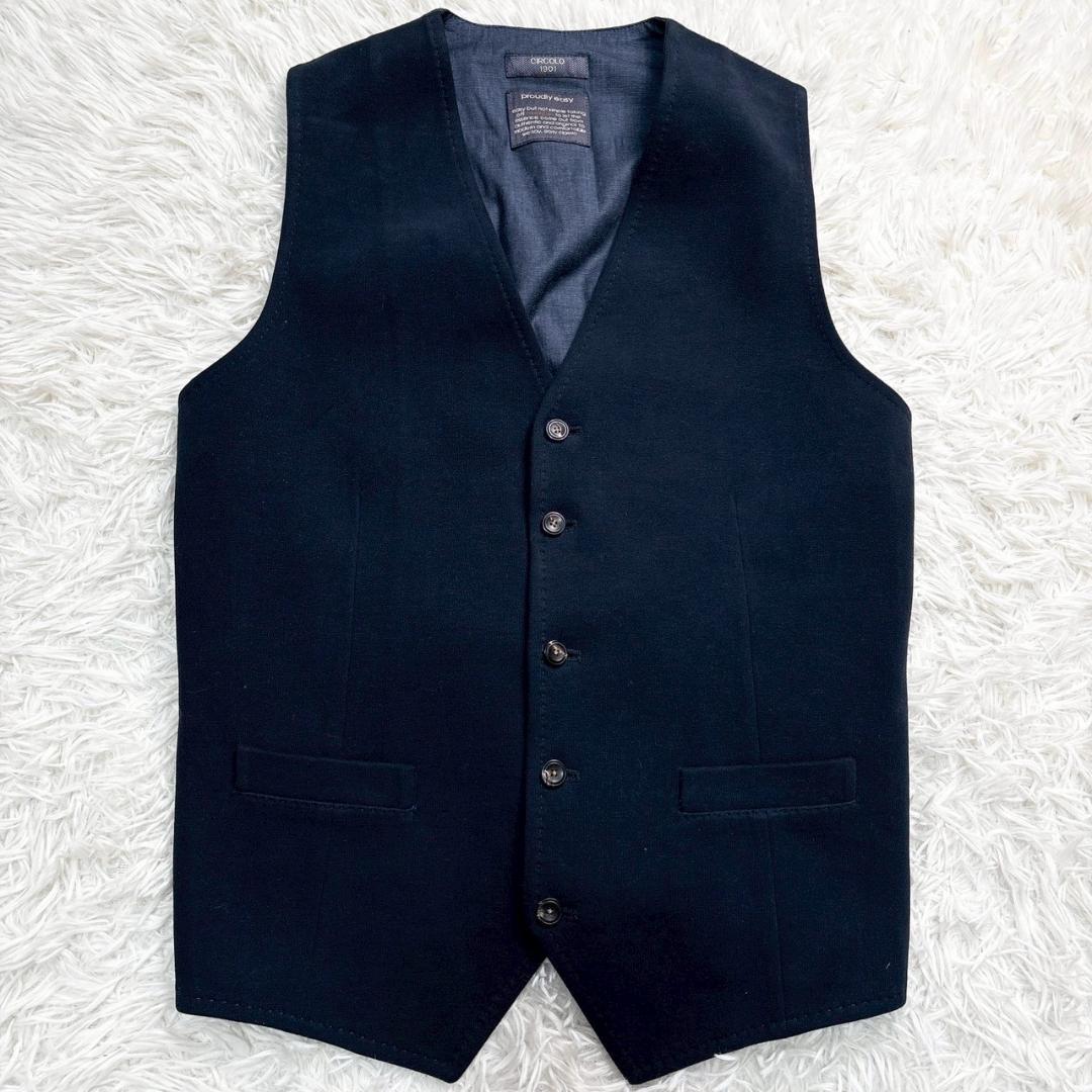 CIRCOLO 1901　ネイビー Vネック ベスト トラベル M相当