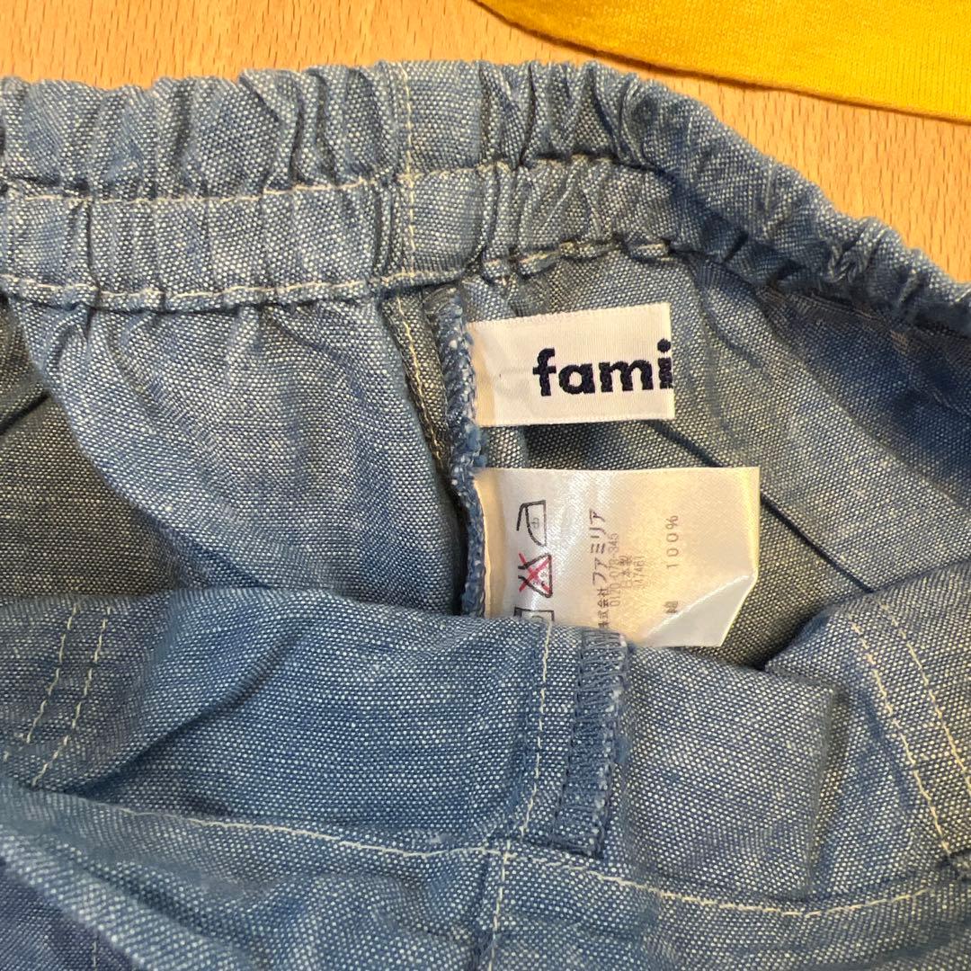 familiar クジラチェック柄Tシャツハーフパンツ帽子セット　110cm