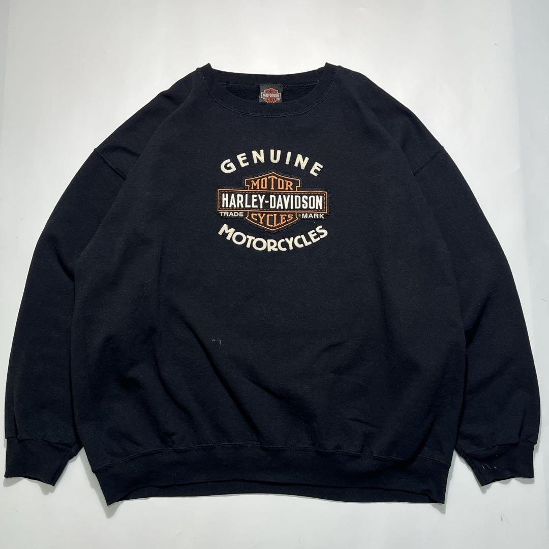 ハーレーダビッドソン スウェット XL 黒 ブラック ワッペン 7349