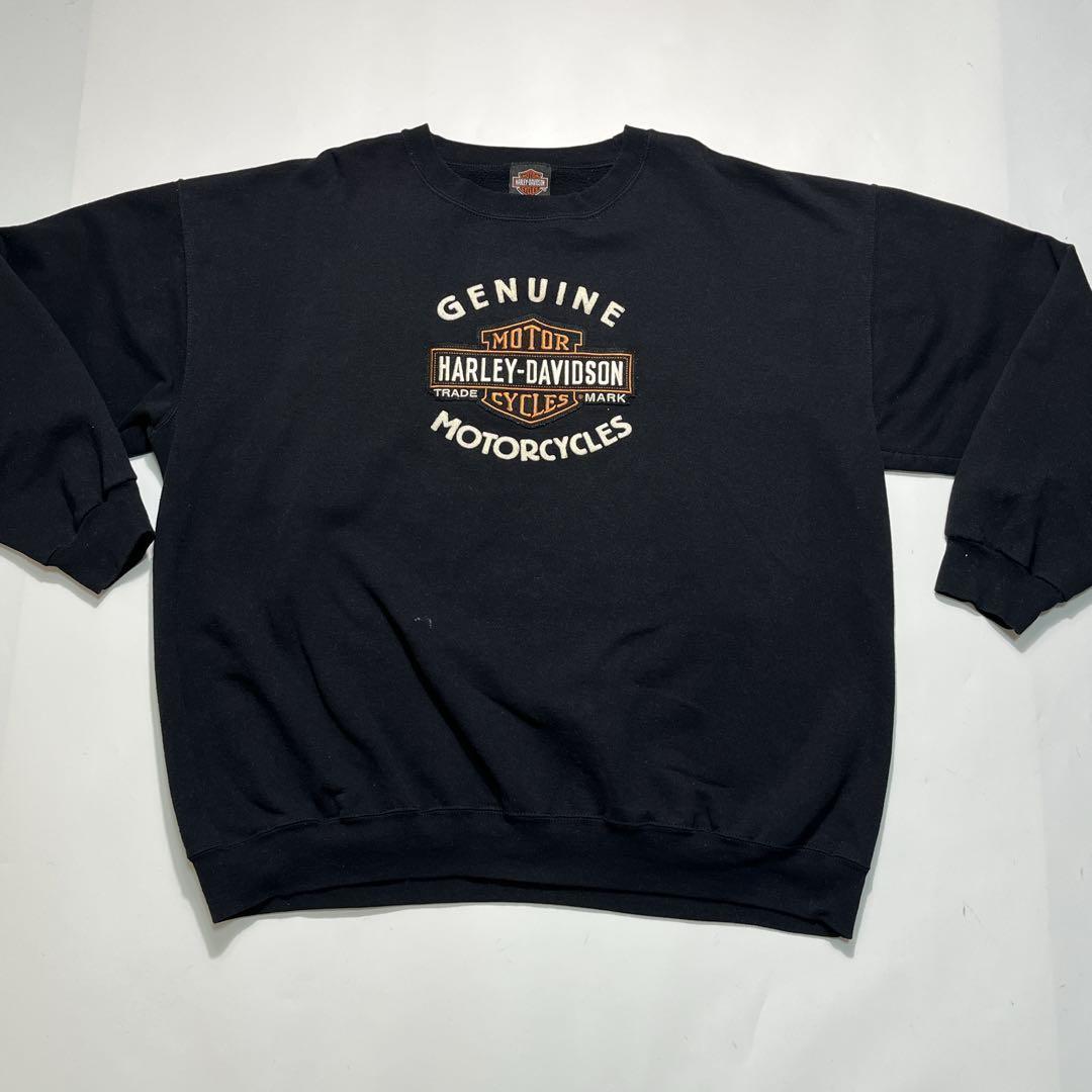 ハーレーダビッドソン スウェット XL 黒 ブラック ワッペン 7349