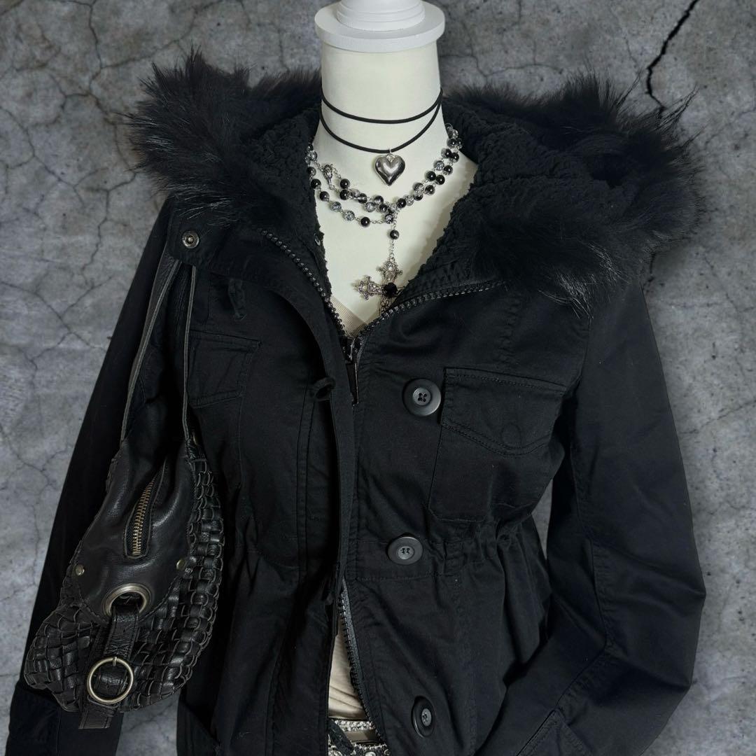 y2k 00s archive 黒 モッズコート 2way 平成ギャル ギミック