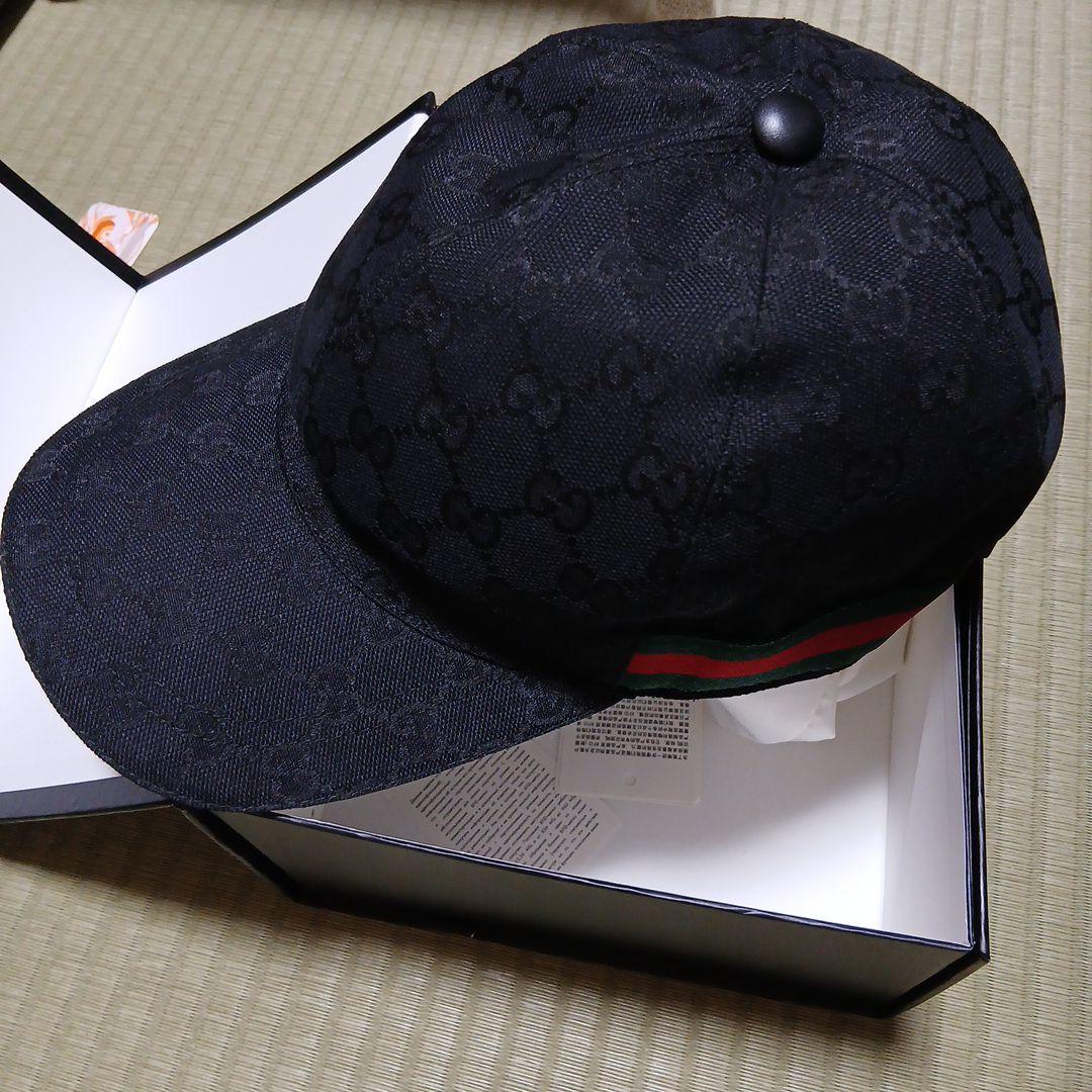 Gucci ブラック GGパターン キャップ Mサイズ