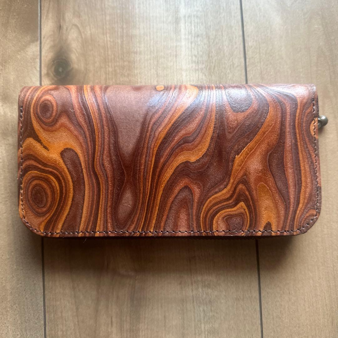 MAGNET スキモレザー 本革 牛革 二つ折り 長財布 ウォレット 木目調 柄