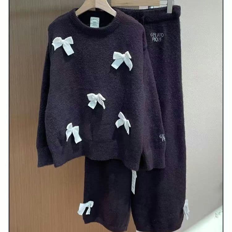 ジェラピケ　リボンプルオーバー　ロングパンツセット上下セット