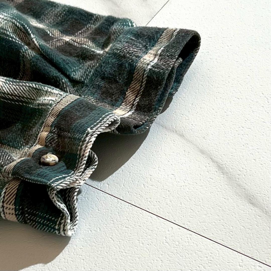 90s　好配色　FIVE BROTHER　厚手　　フランネルシャツ　緑　XL