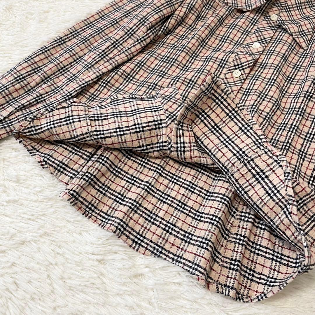 バーバリーブルーレーベル ノバチェック ボウタイリボン ブラウス コットン 36