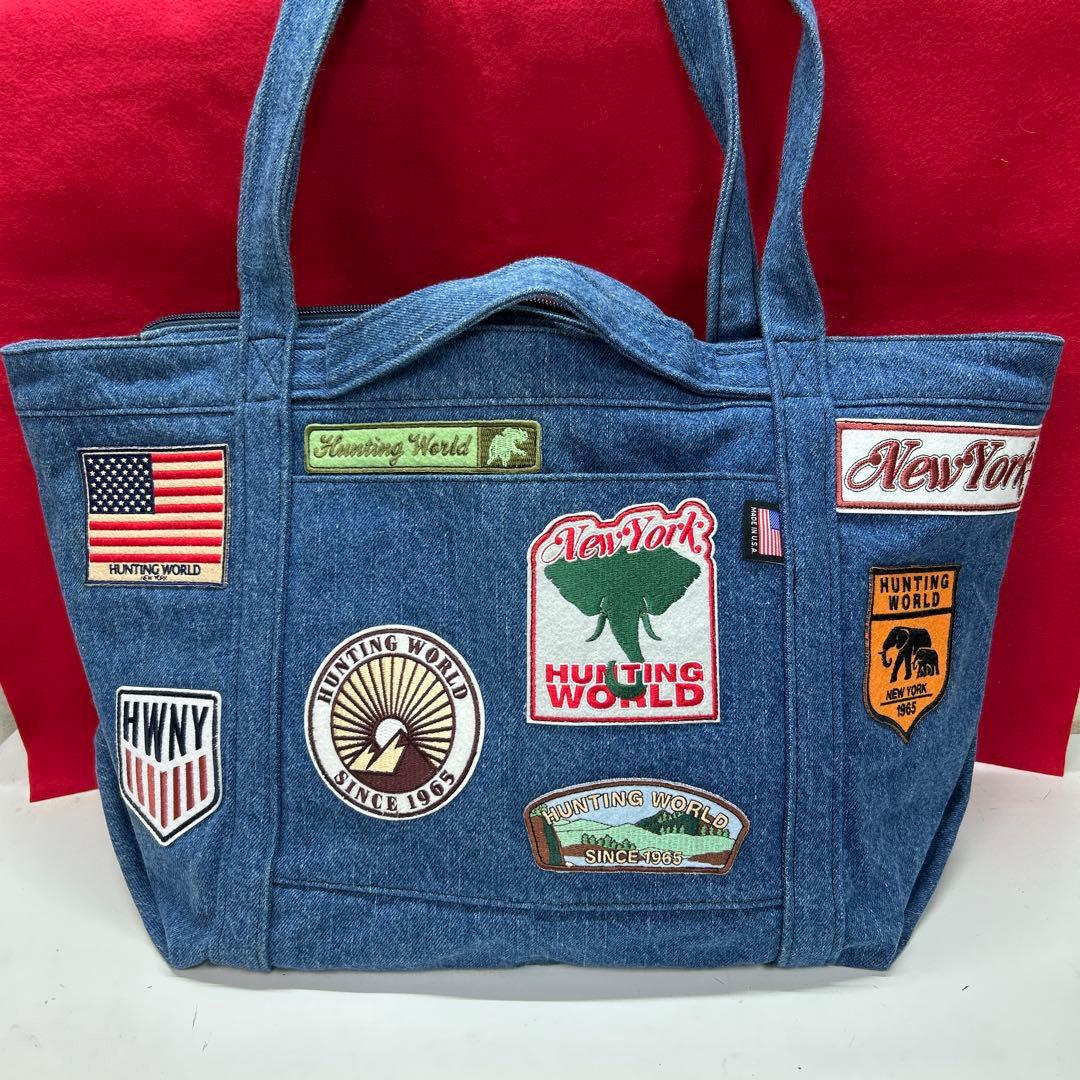⭕️未使用⭕️Hunting World ワッペン付きデニムトートバッグ