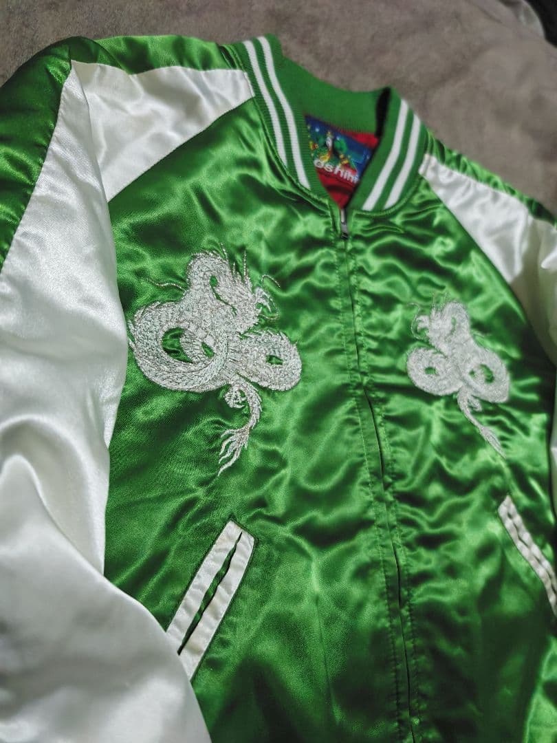 Hoshihime 日本製 限定龍 スカジャン グリーン サテン unisex