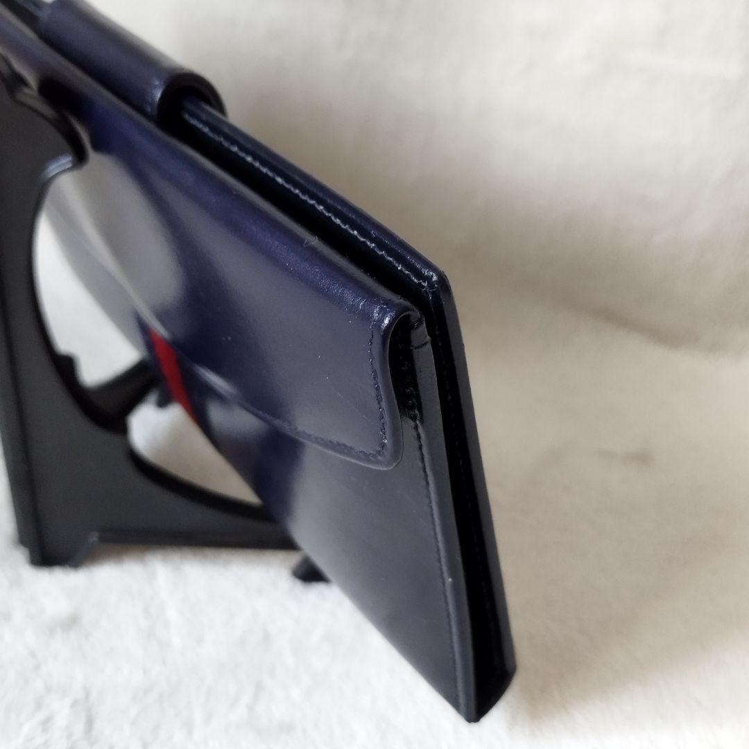 【希少/美品】オールドグッチ 長財布 シェリーライン ネイビー レザー GG
