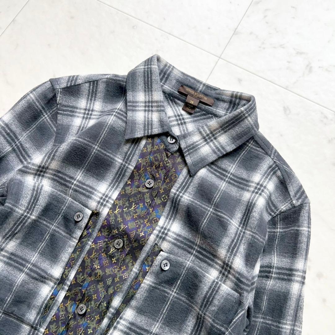 LOUIS VUITTON チェック モノグラム ウエスト絞り シャツワンピース