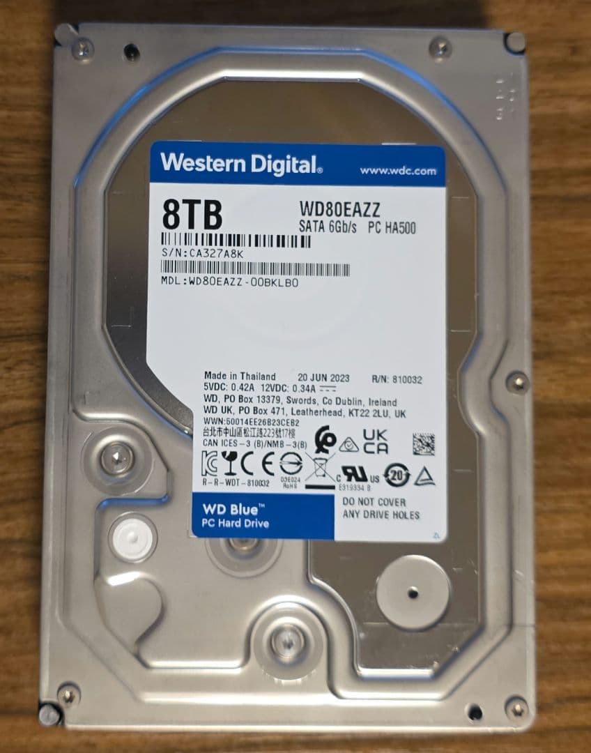 外付けハードディスク・ドライブ Western Digital 8TB WD80EZAZ HDD