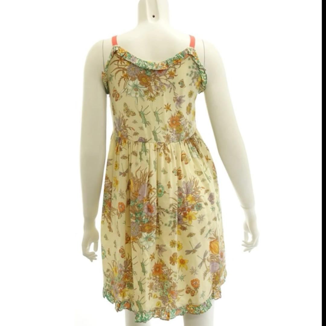 新品！タグ付！グッチ キャミソールワンピース 昆虫花柄 シルク100％サイズ10