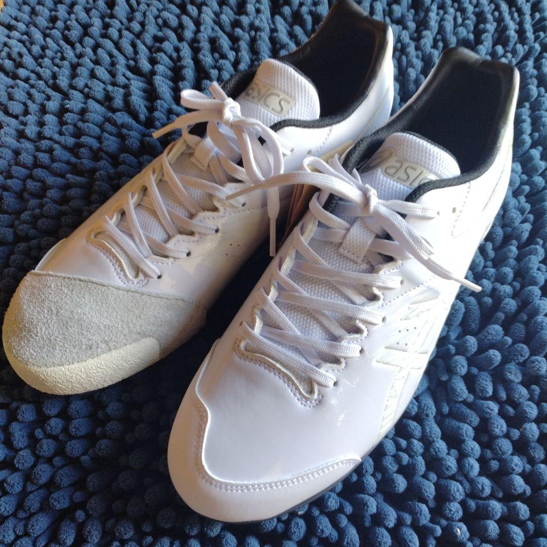 asics ベースボールシューズ ホワイト スパイク P革付