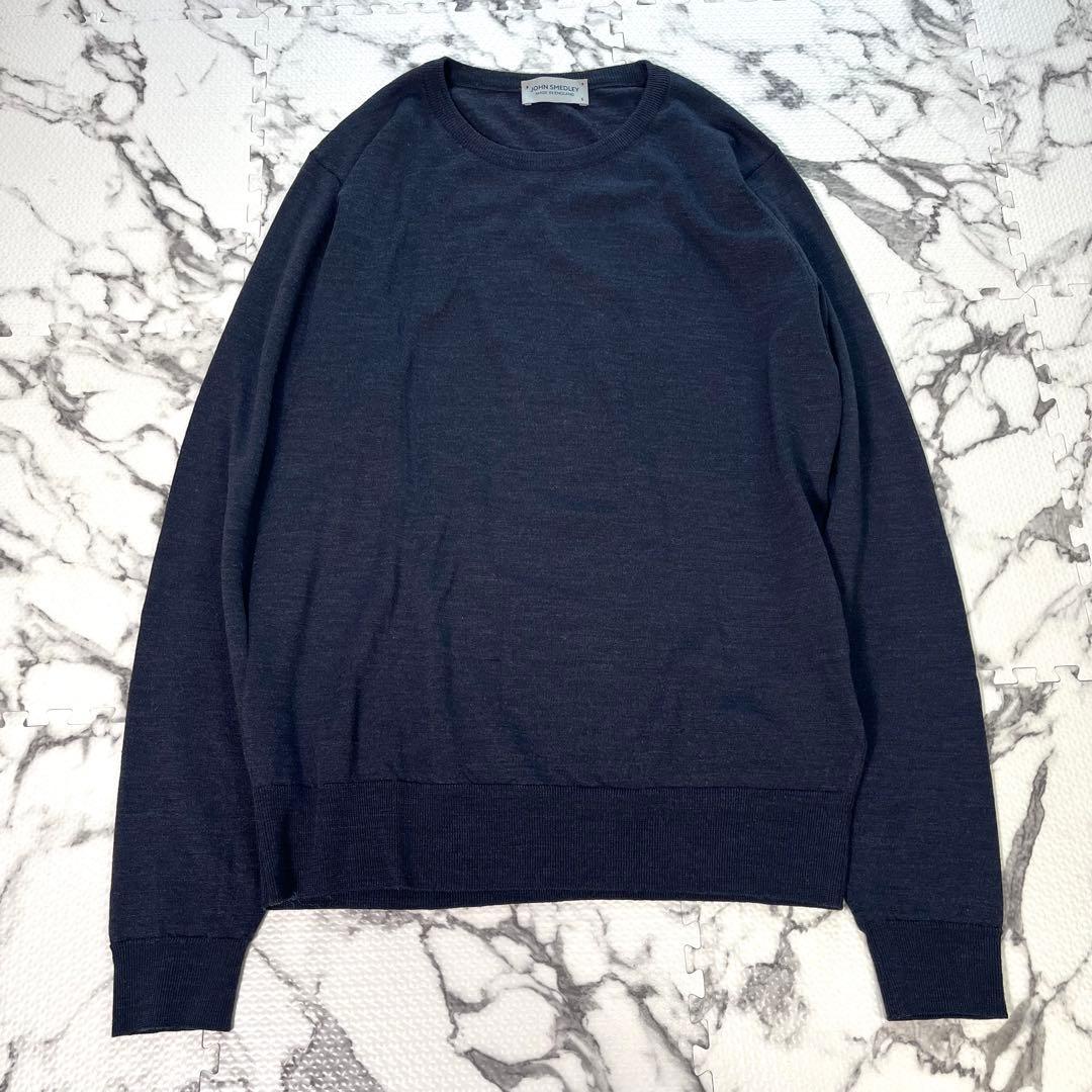 ジョンスメドレー　クルーネックニット メリノウール　現行タグ　英国製　ハイゲージ