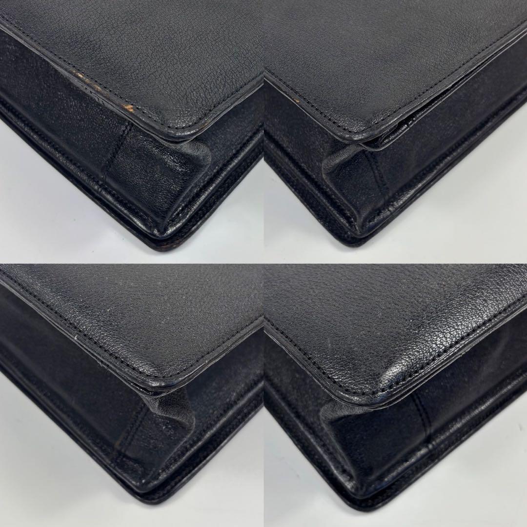 廃盤　モラビト ダレスバッグ ロゴ型押し レザー 大容量 A4 PC可 黒