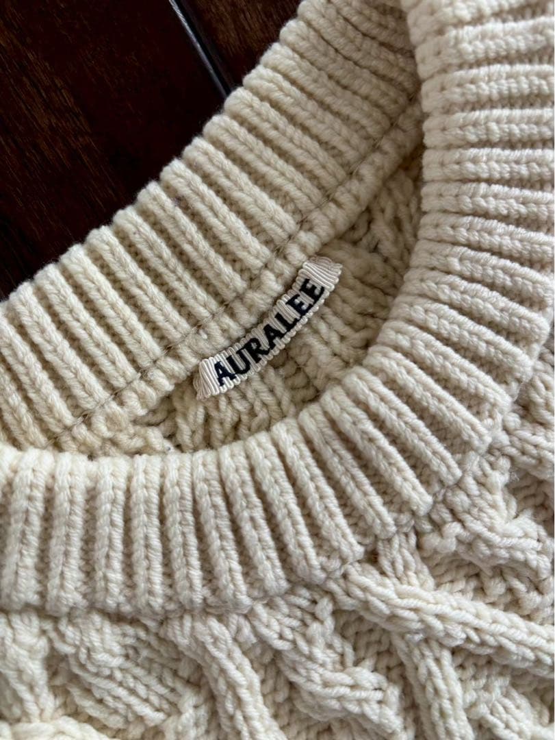 AURALEE/美品 19AW メリノウール ケーブルニット アイボリー 1