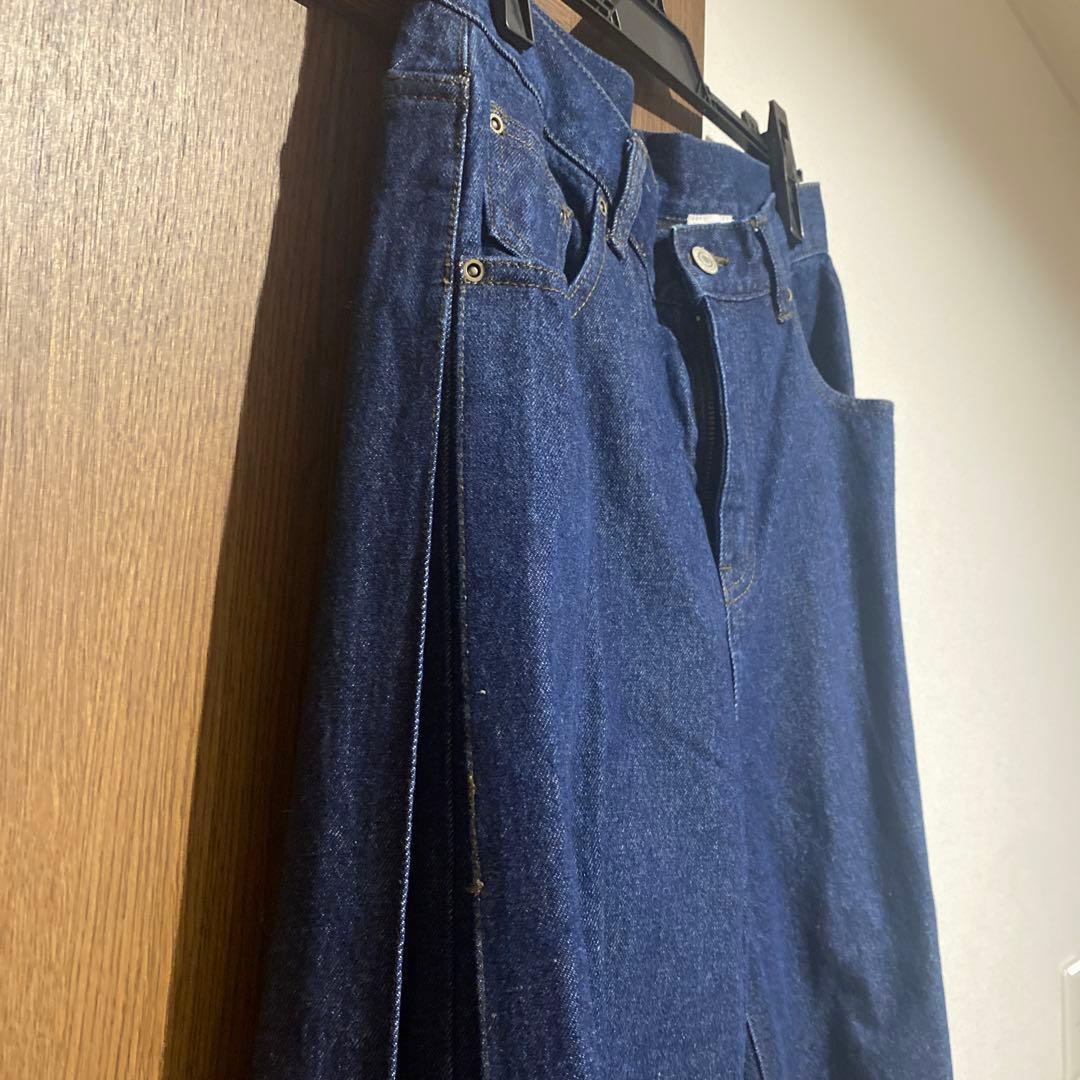 yenn イェン　サイドプリーツデニムパンツ　インディゴ　新品38