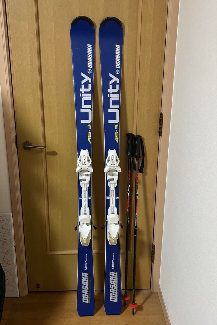オガサカ　ユニティ　155cm AS-3 スキー板　ストック　ビンディング