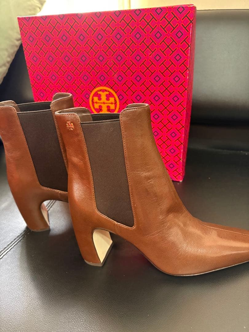 【うさうさ】Tory Burch サイドゴアブーツ ブラウン 24.5