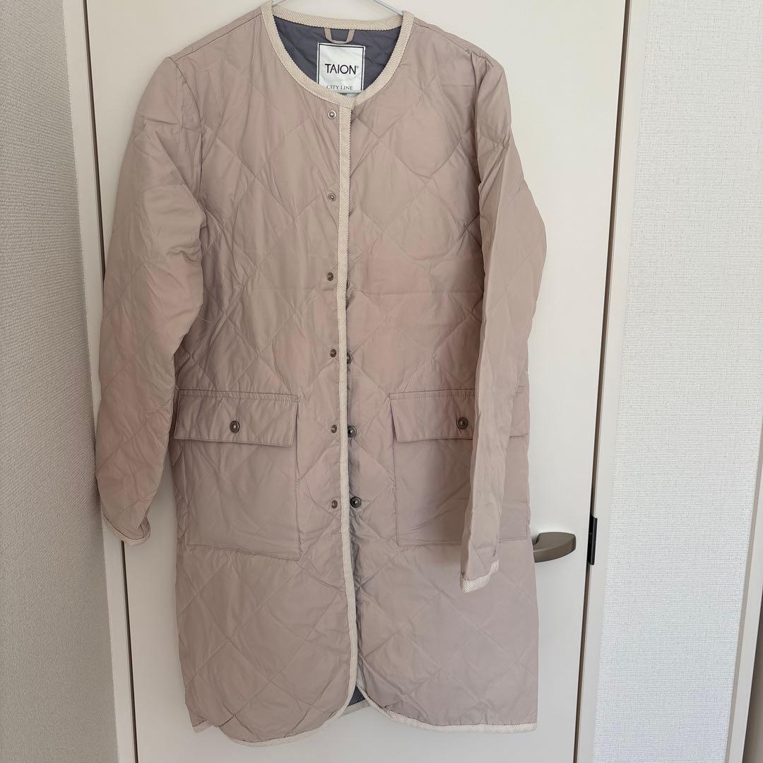 TAION ベージュ キルティングコート　ダウンジャケット