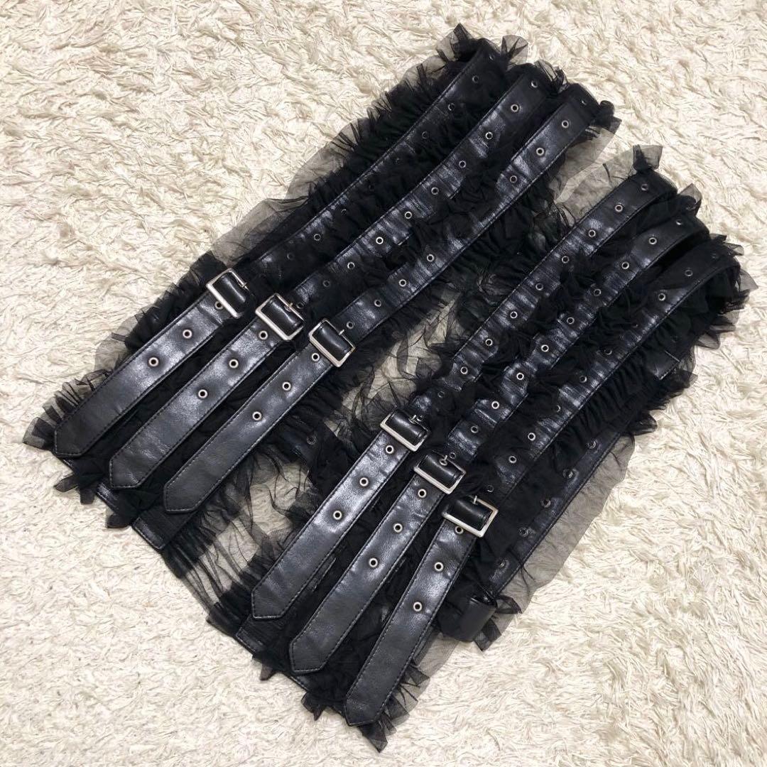 ノワールケイニノミヤ 革レースフリルハーネス Sサイズ　黒
