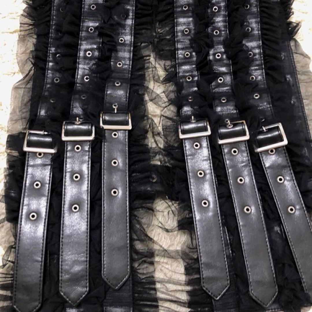 ノワールケイニノミヤ 革レースフリルハーネス Sサイズ　黒