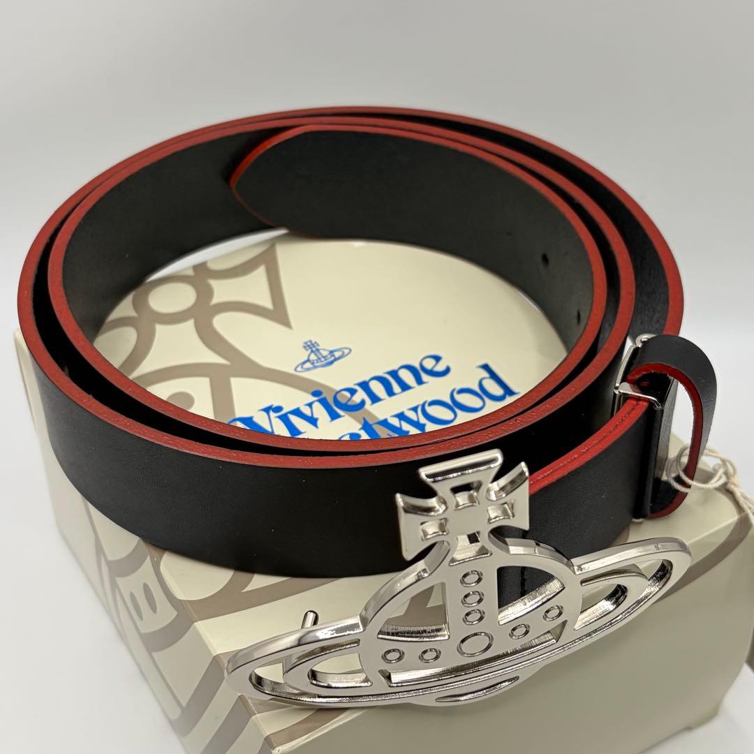 【未使用】Vivienne Westwood☆レザー ベルト 黒/赤
