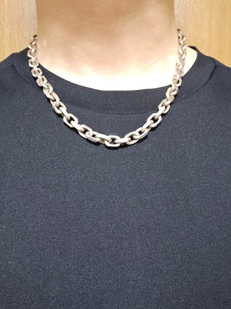 本物 シルバー925 極太ネックレス 幅7ミリ 50cm 重さ79g チェーン