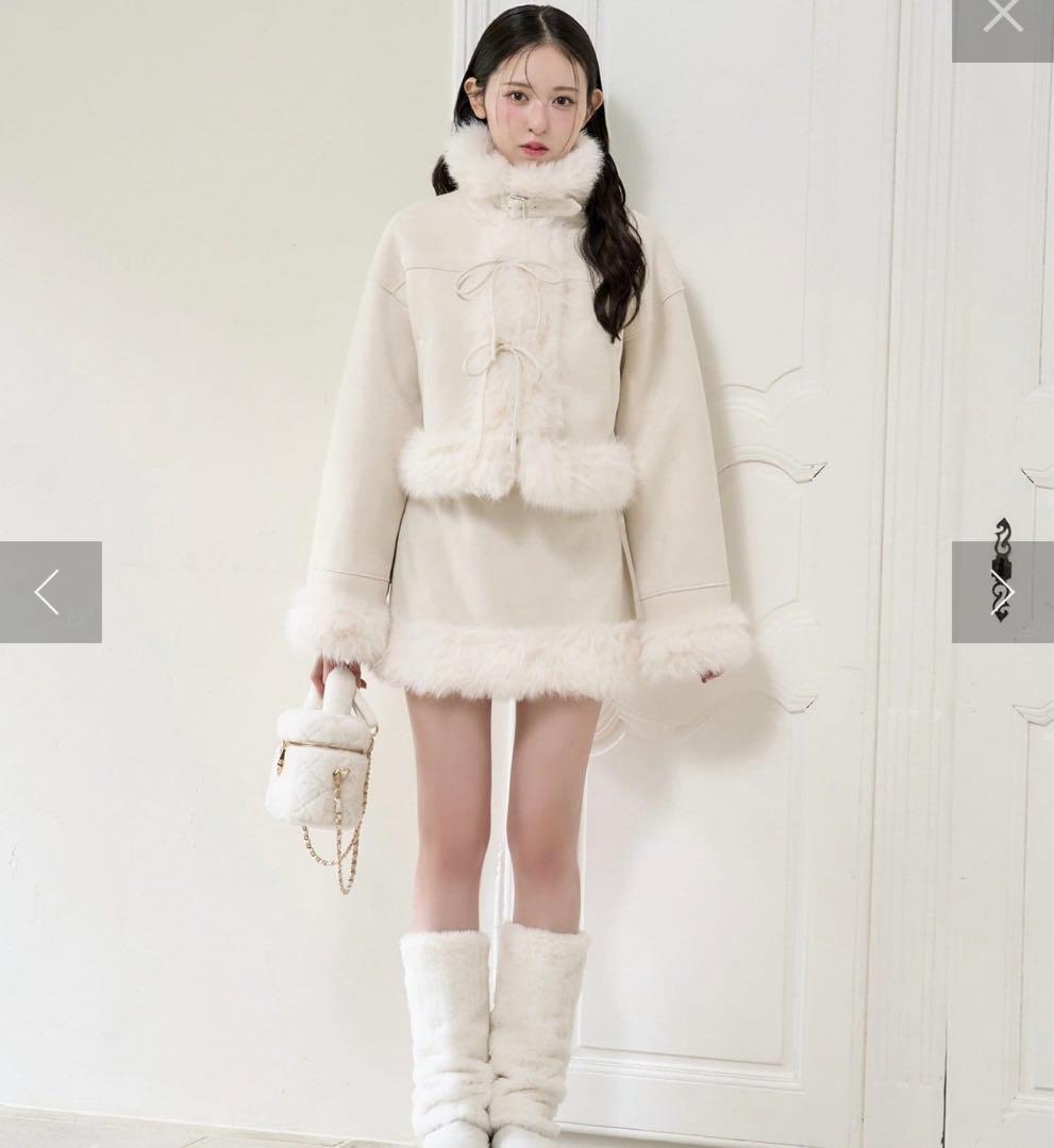 セットアップ　コート　スカート　ナイスクラップ　リボン　ファー　スナイデル