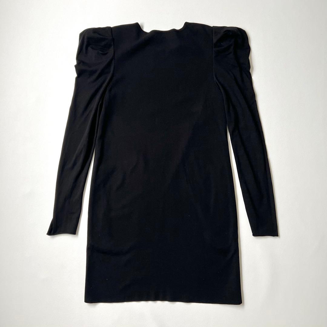 美品　Foxey フォクシー　ニットワンピース　パワーショルダー　ブラック　38