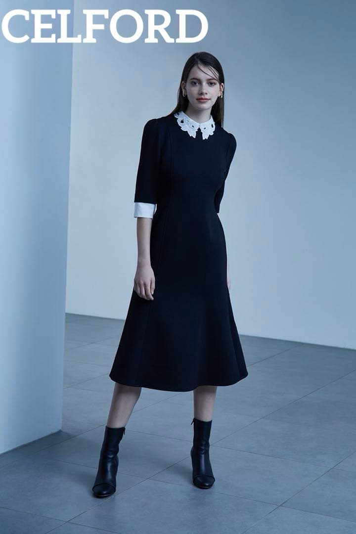 新品CELFORDFORDセルフォードエンブロイダリーカラーポンチワンピース