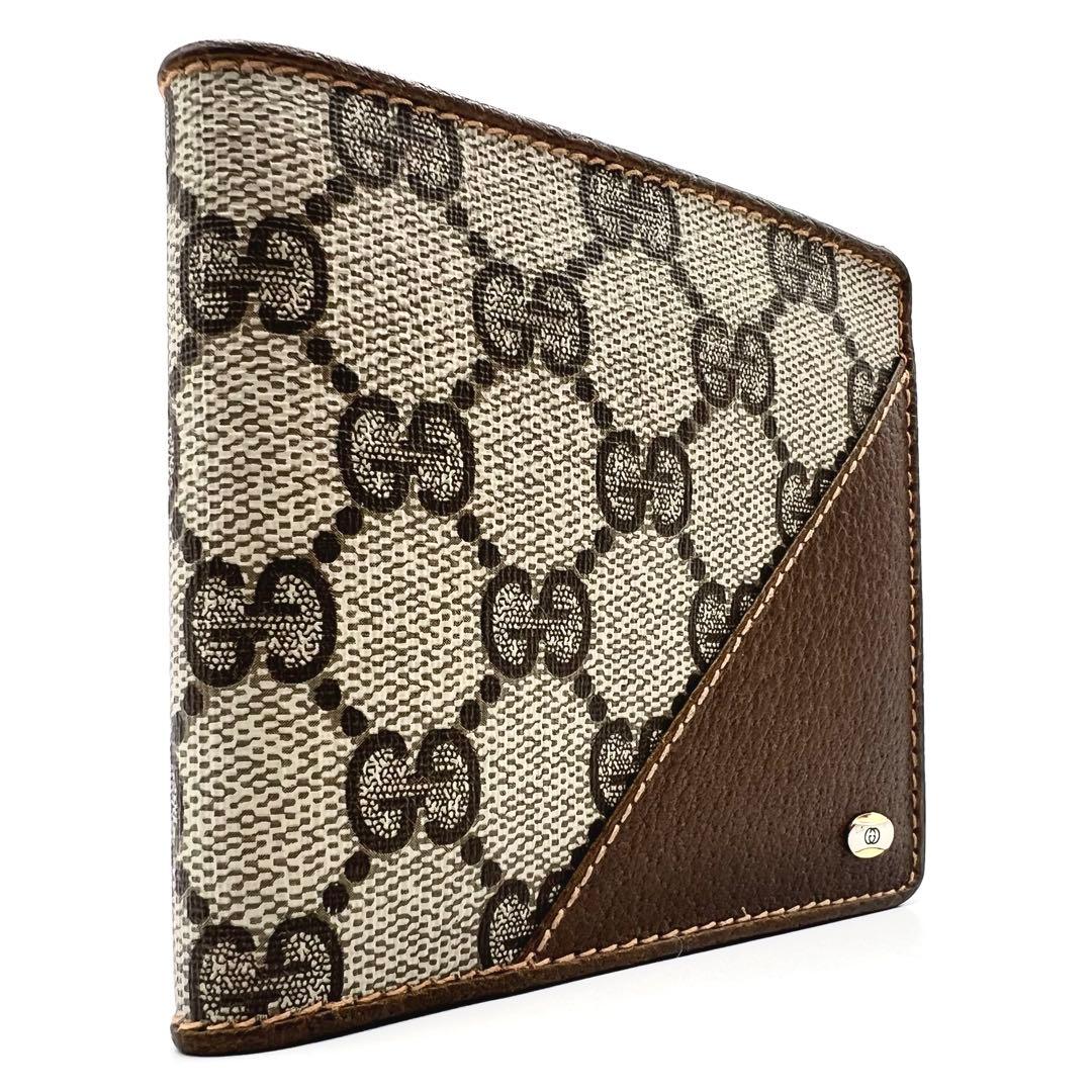 極美品✨GUCCI グッチ 二つ折り財布 GG柄 オールドグッチ PVC 総柄