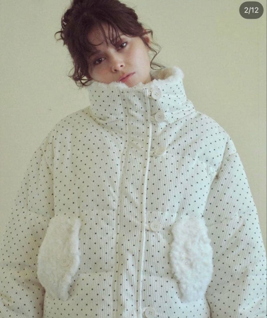 PELLICULE dot puffer coat white 完売品 ダウン